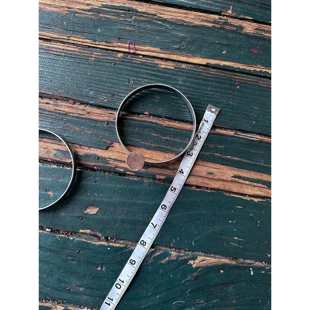 Vintage Metal Egg Rings with Wood Knobs Set of 2 Silver Breakfast Molds 3.5 Inch
